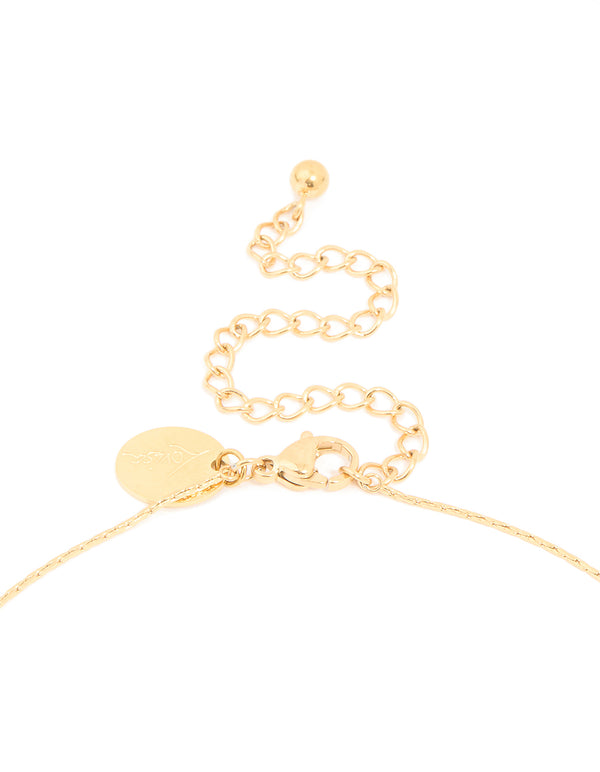 Designed with adjustable lobster clasp closure, this waterproof gold plated stainless steel discs charm necklace clasp detail view
