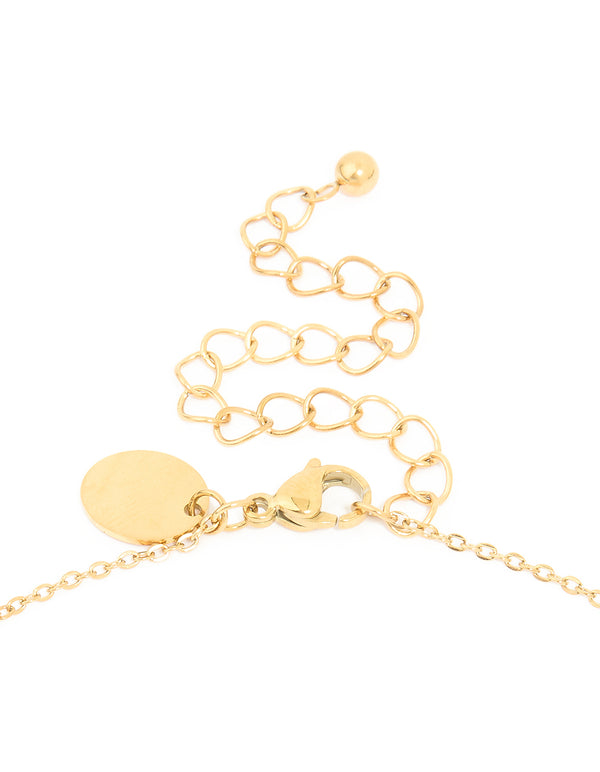 Waterproof Gold Plated Stainless SteeL Cubic Zirconia Statement Cross Necklace