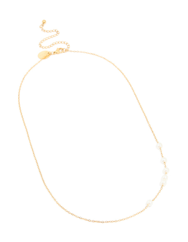 Waterproof Gold Plated Stainless Steel Pearls Necklace