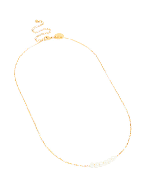 Waterproof Gold Plated Stainless Steel Pearls Necklace