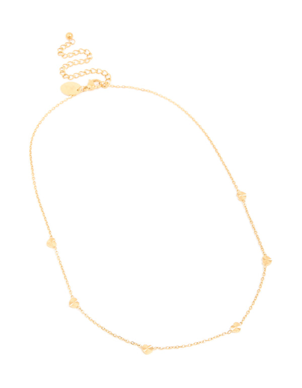 Waterproof Gold Plated Stainless Steel Micro Hearts Necklace