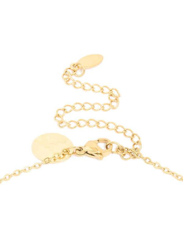Waterproof Gold Plated Stainless Steel Cubic Zirconia Teardrop Y-Necklace