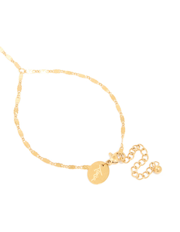 Waterproof Gold Plated Stainless Steel Plain Detailed Chain Hand Chain