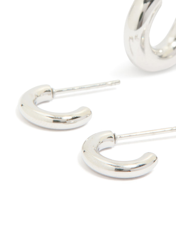 Waterproof Stainless Steel Multi-Sized Hoop Earrings 3-Pack