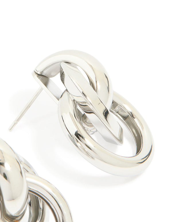 Waterproof Stainless Steel Knotted Link Drop Earrings