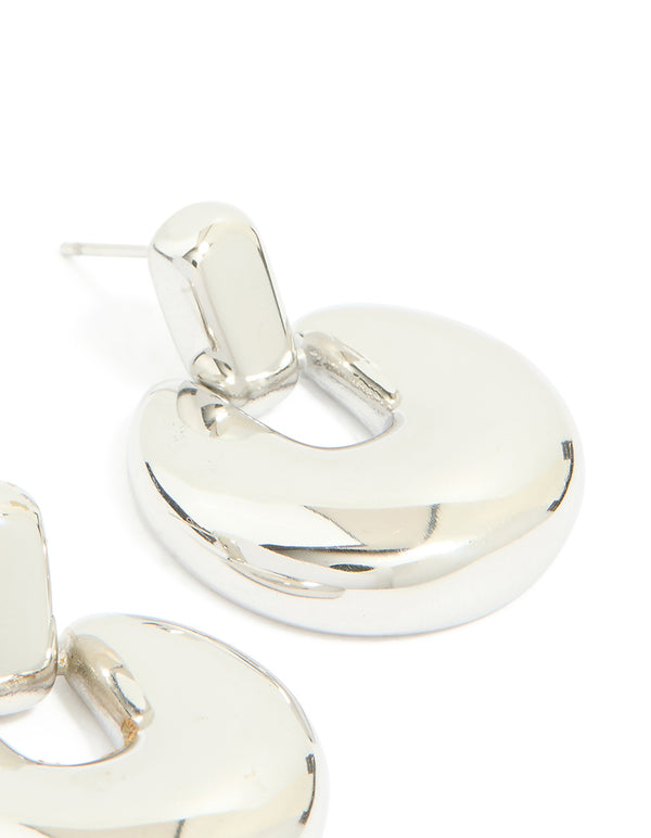 Waterproof Stainless Steel Round Doorknocker Earrings