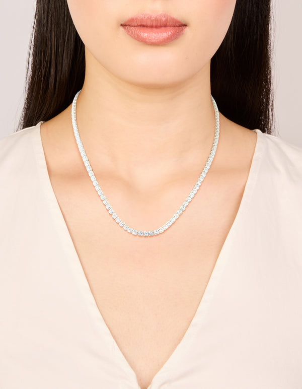 Waterproof Stainless Steel Cubic Zirconia Classic Tennis Necklace