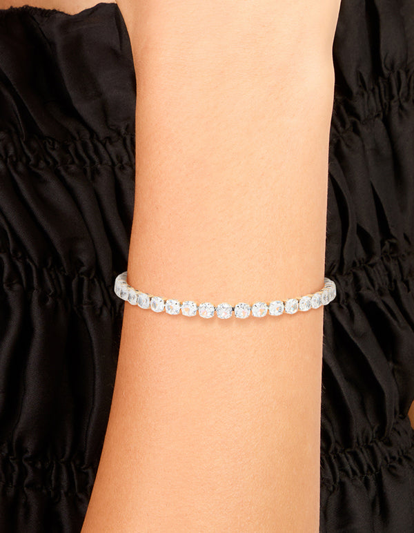 Waterproof Stainless Steel Cubic Zirconia Classic Tennis Bracelet