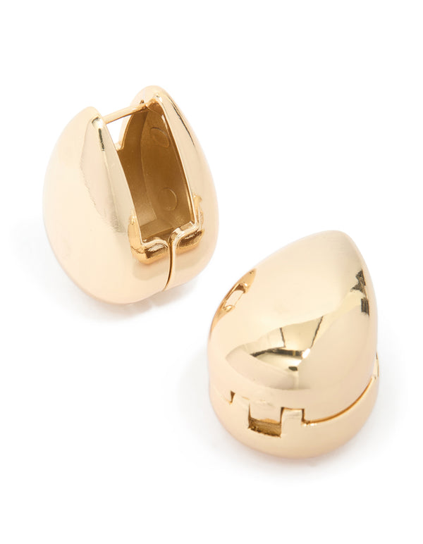 Waterproof Gold Plated Stainless Steel Oval Front & Back Hoop Earrings