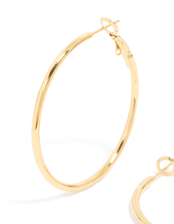 Waterproof Gold Plated Stainless Steel Hoop Earrings 40 NN