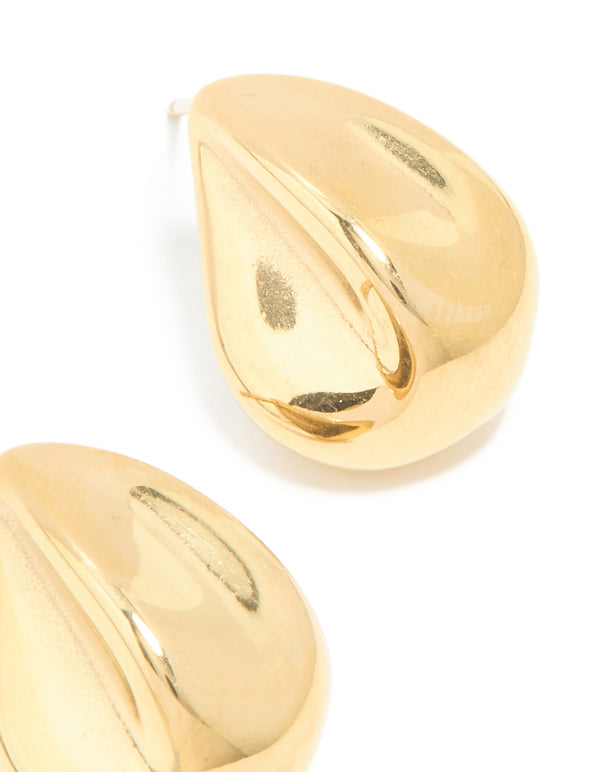 Waterproof Gold Plated Stainless Steel Organic Teardrop Stud Earrings
