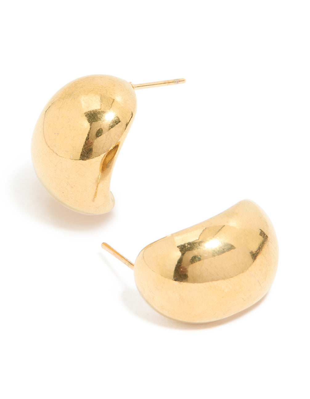Showcasing waterproof bubble hoop earrings crafted from stainless steel with a polished finish in gold front view