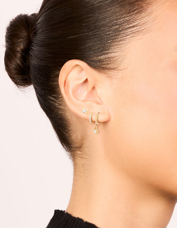 Waterproof Gold Plated Stainless Steel Diamante Earrings 3-Pack