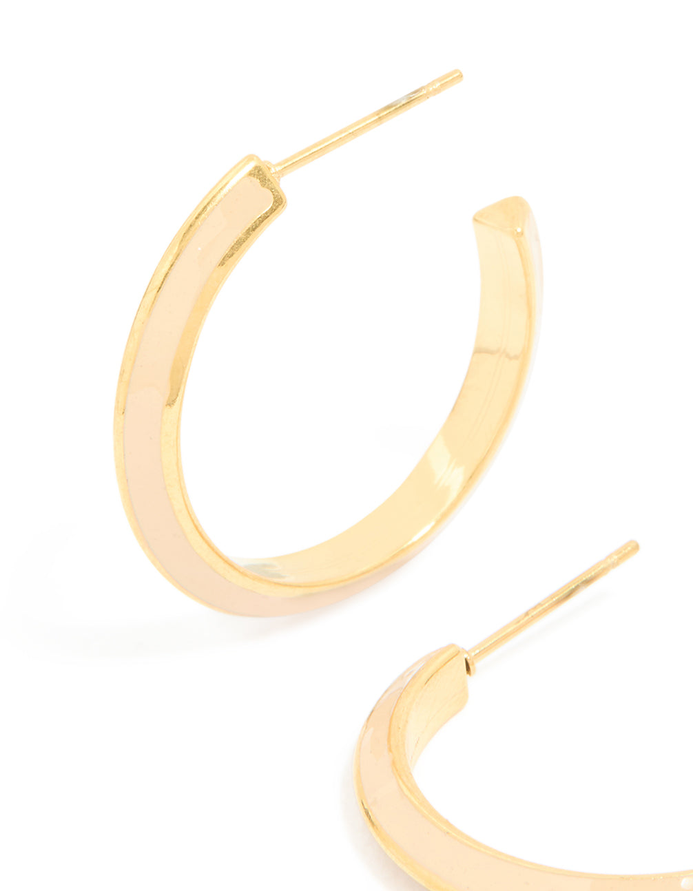 Waterproof Gold Plated Stainless Steel Neutral Toned Enamel Hoop Earrings