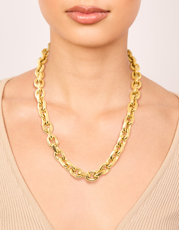 Waterproof Gold Plated Stainless Steel Thick Chain Necklace