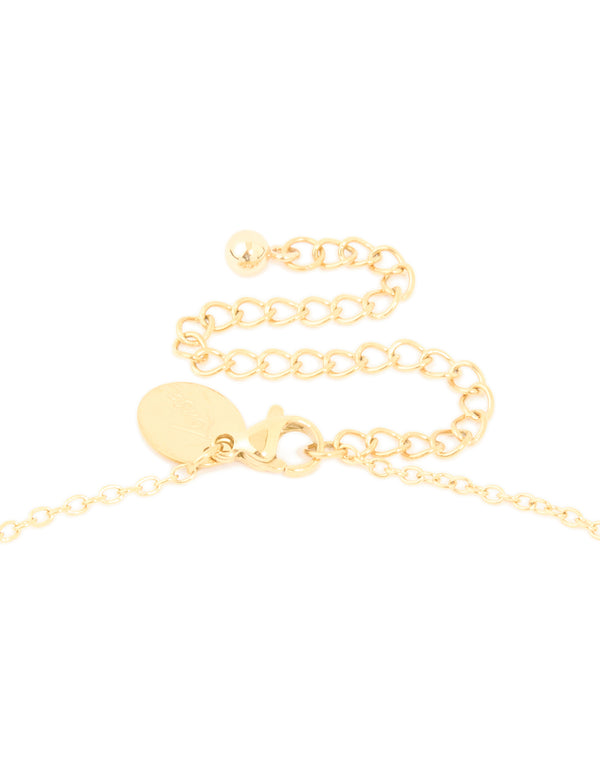 Waterproof Gold Plated Stainless Steel Cubic Zirconia Bezel Y-Necklace