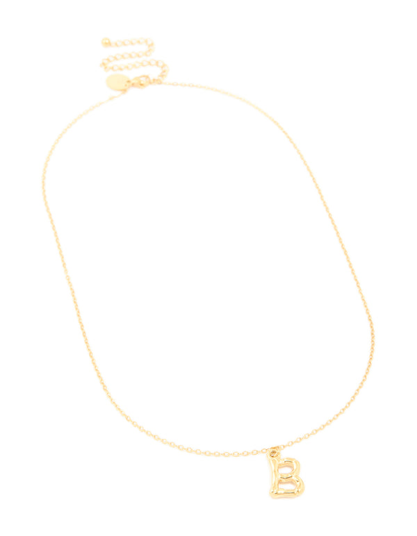 Waterproof Gold Plated Stainless Steel Bamboo Letter B Necklace
