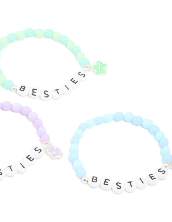 Kids Multicoloured Beaded 'Besties' Stretch Bracelets 5-Pack