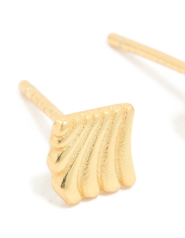 Gold Plated Sterling Silver Textured Stud Earrings