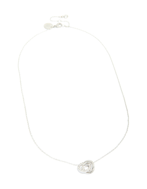Waterproof Stainless Steel Cubic Zirconia Triple Circle Link Necklace
