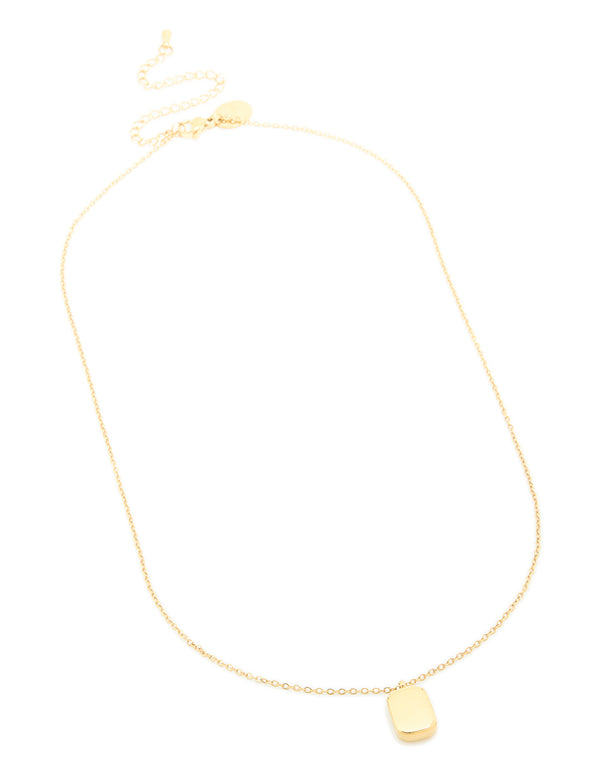 Waterproof Gold Plated Stainless Steel Round Rectangle Engravable Necklace