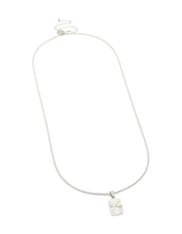 Mens Waterproof Stainless Steel Detail Tag Pendant Necklace