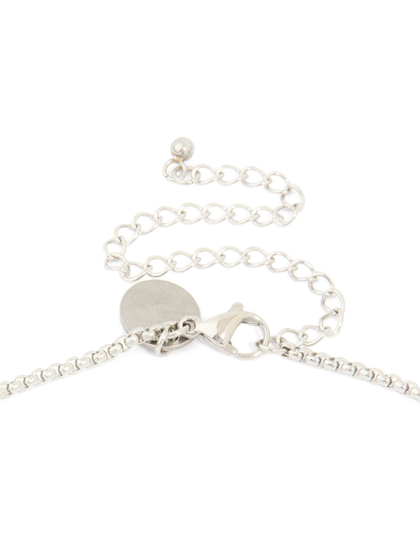 Mens Waterproof Stainless Steel Detail Tag Pendant Necklace