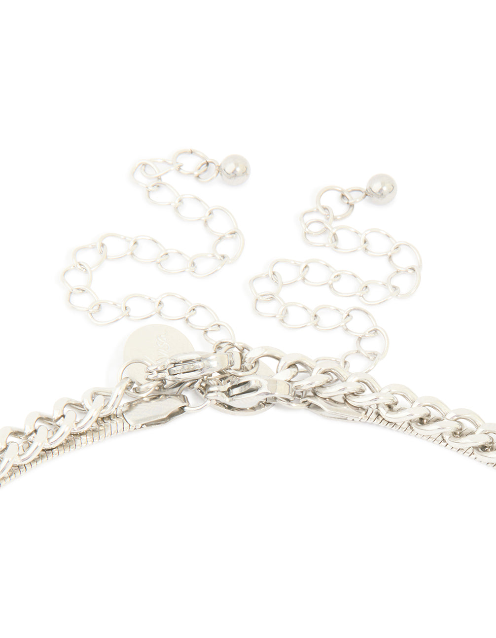 Mens Waterproof Stainless Steel Cross & Snake Chain Layered Necklace