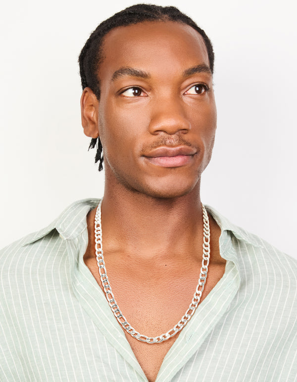 Mens Waterproof Stainless Steel Figaro Chain Necklace