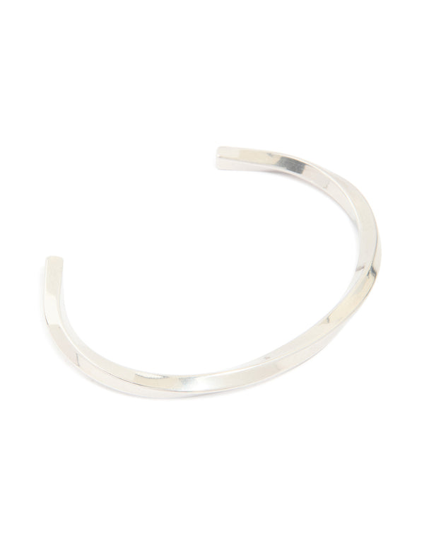 Mens Waterproof Stainless Steel Square Twist Wrist Cuff