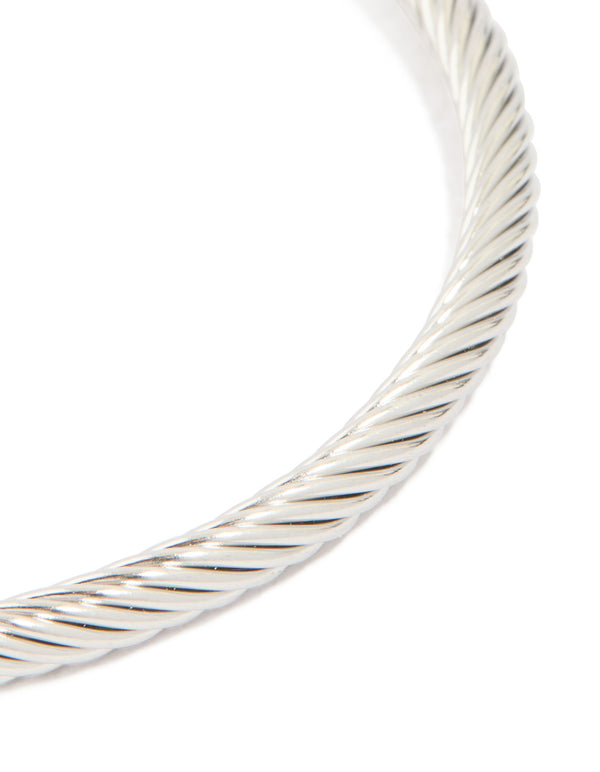 Mens Waterproof Stainless Steel Small Wire Twist Wrist Cuff