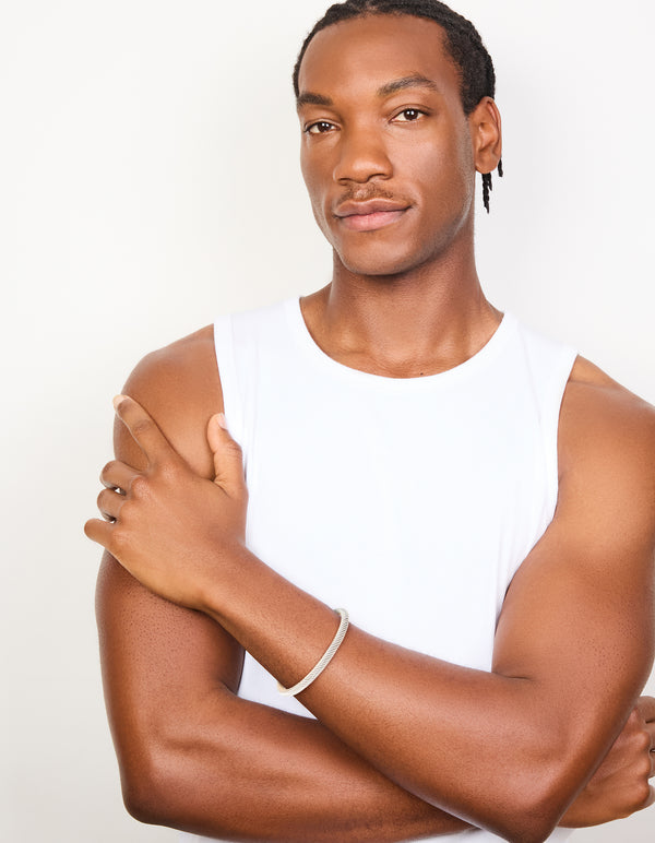 Mens Waterproof Stainless Steel Large Twisted Wire Cuff