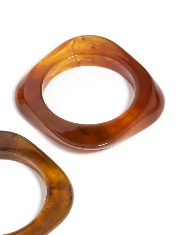 Brown Acrylic Thin Square Bangles 2-Pack