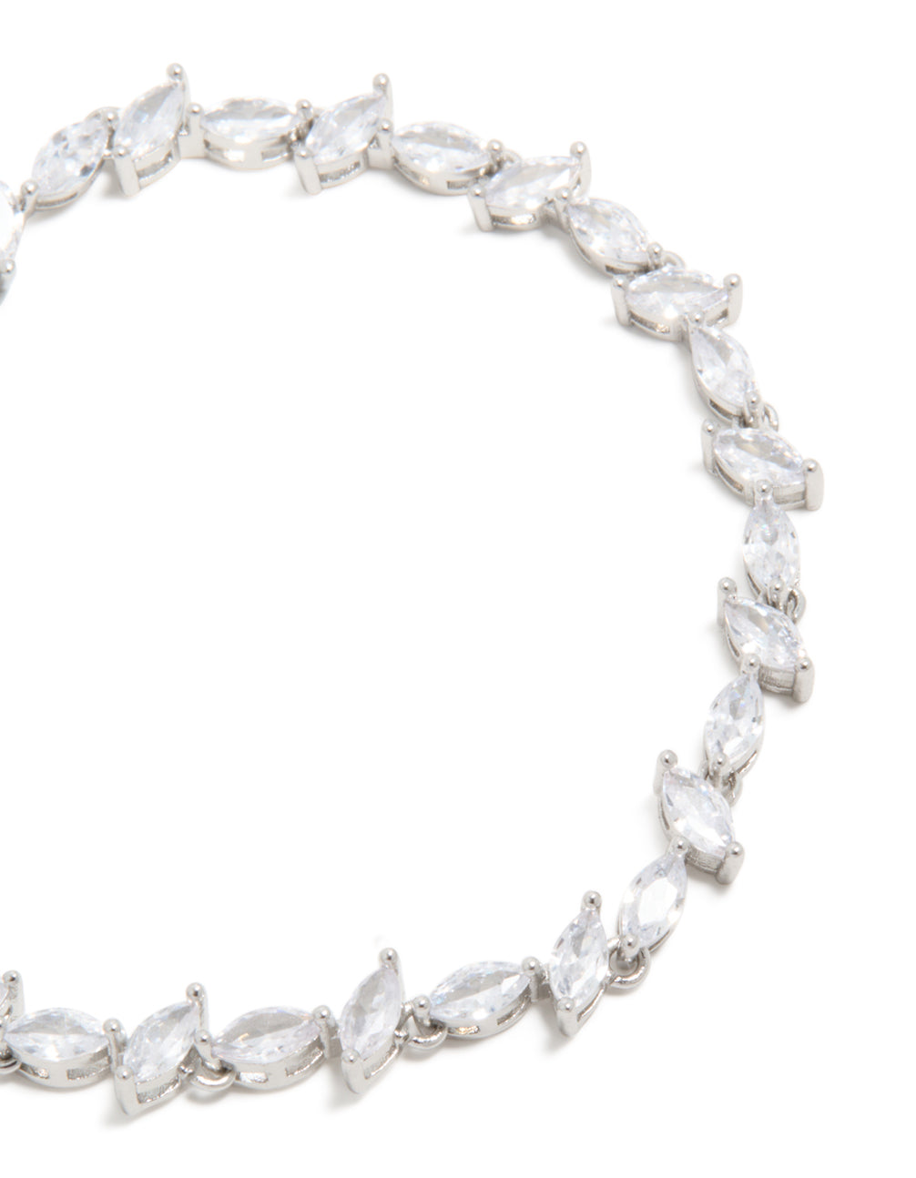 Silver Cubic Zirconia Alternating Marquise Tennis Bracelet