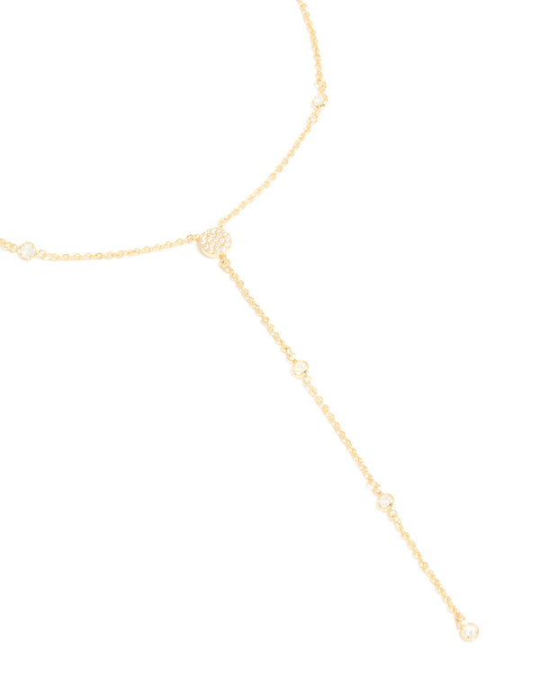 Gold Plated Cubic Zirconia Y-Necklace