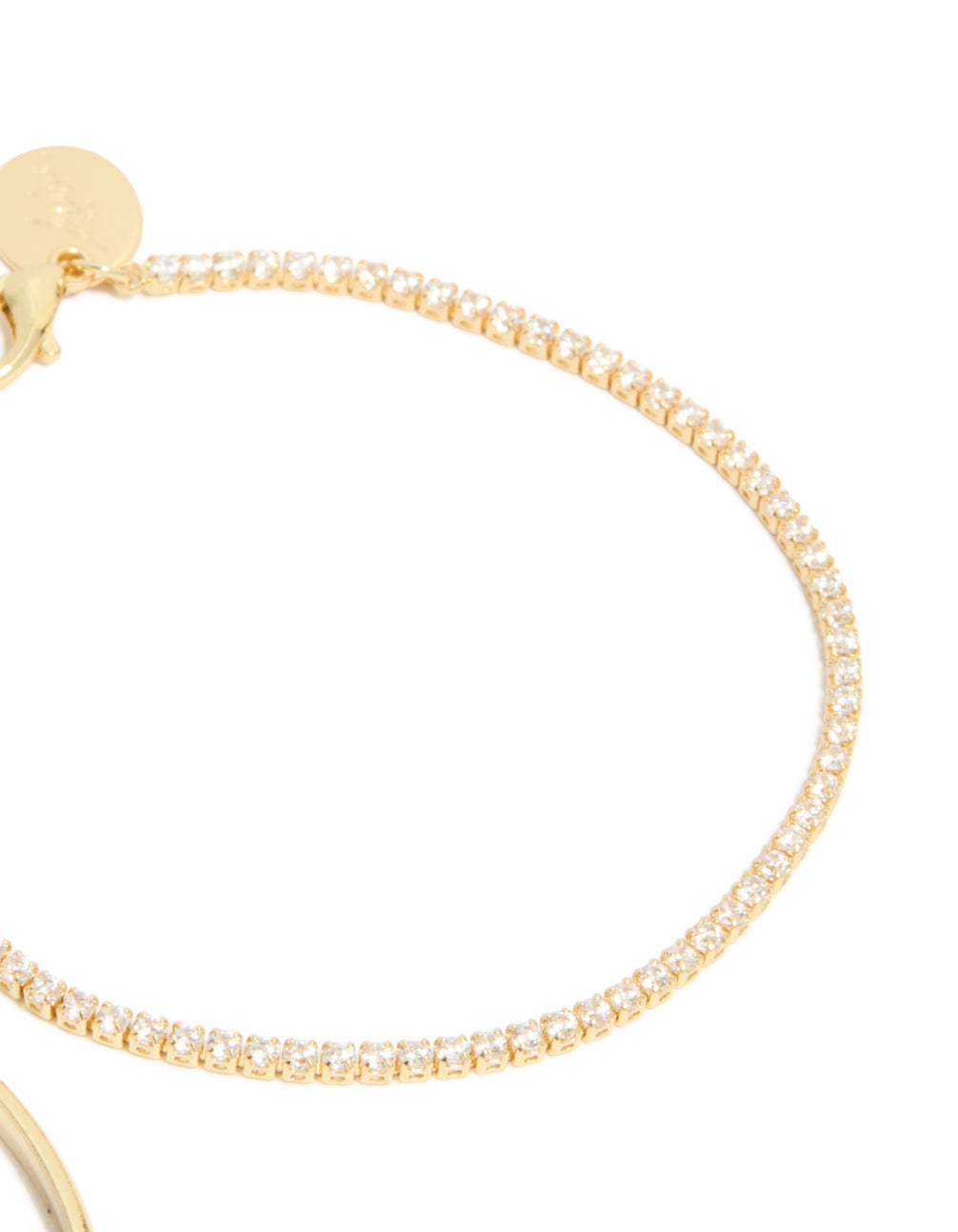 Gold Plated Cubic Zirconia Tennis & Cuff Toggle Bracelets 2-Pack