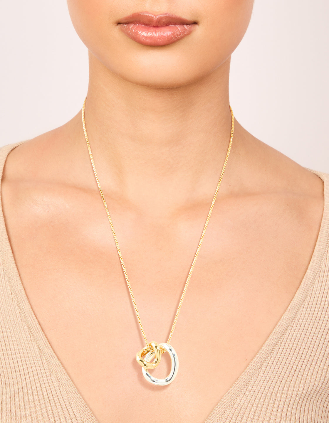 Mixed Metal Plated Swirl Pendant Necklace