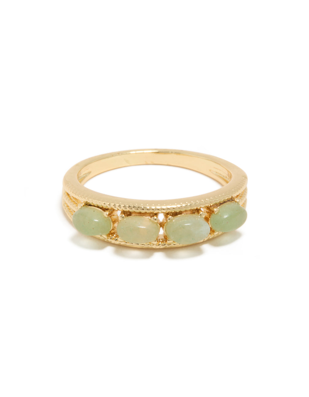 Gold Plated Vintage Green Pebbles Ring