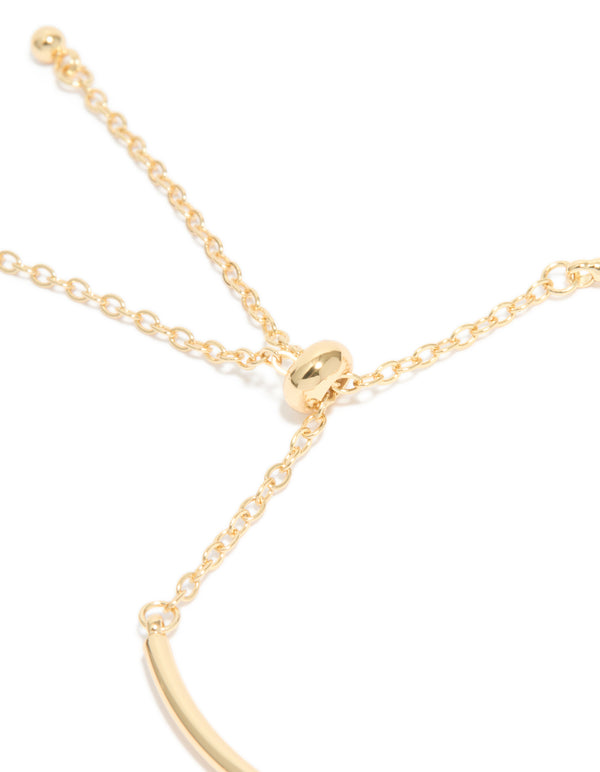 Gold Plated Cubic Zirconia Teardrop Toggle Bangle Bracelet