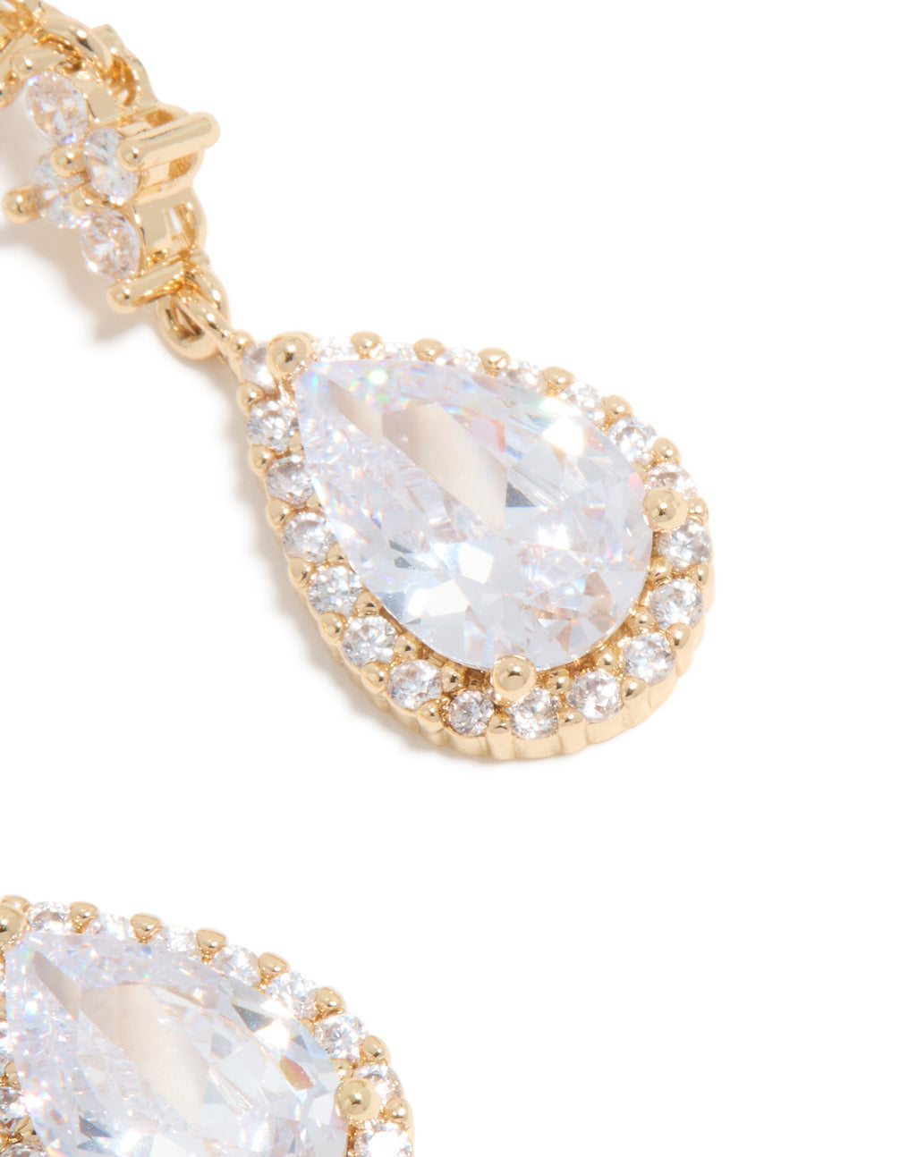 Gold Cubic Zirconia Mini Pear Drop Earrings