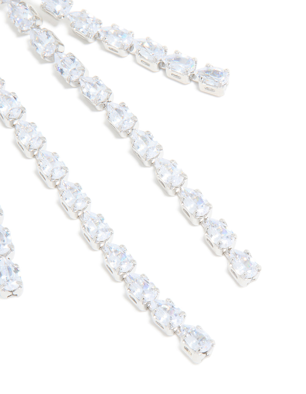 Silver Cubic Zirconia Multiple Cup Chains Drop Earrings