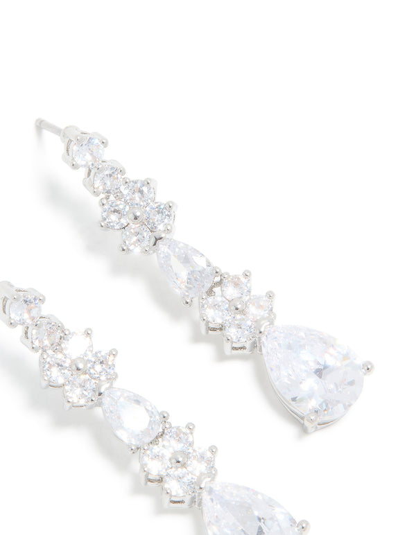Silver Cubic Zirconia Pear Drop Earrings