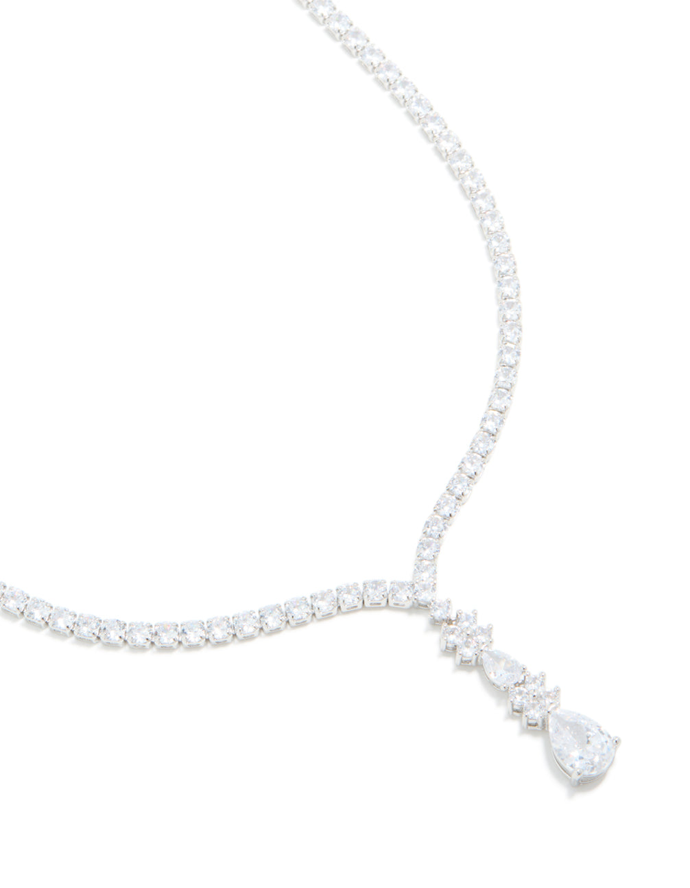 Silver Cubic Zirconia Lovely Pear Necklace