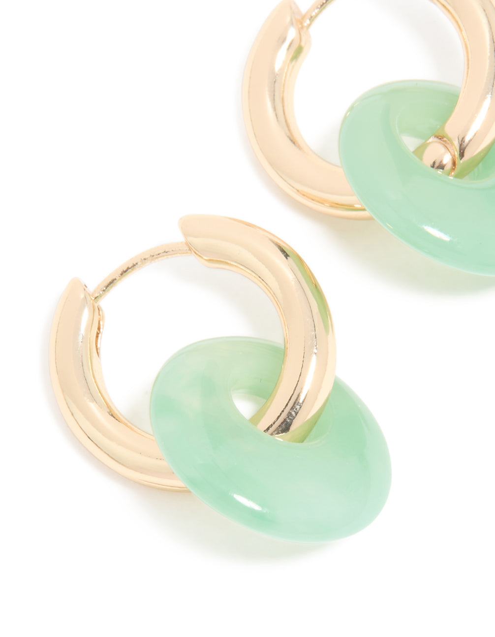 Gold Green Acrylic Drop Huggie Earrings