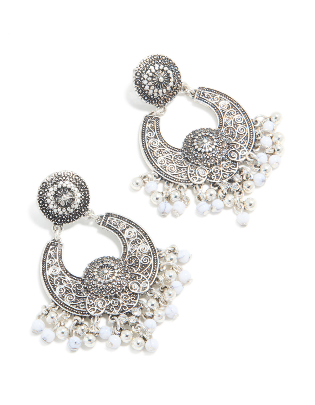 Antique Silver Boho Dangle Drop Earrings