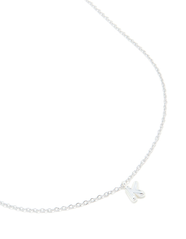 Waterproof Stainless Steel Mini Bubble Letter K Necklace