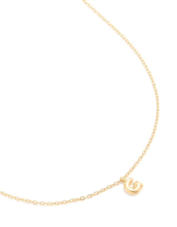 Waterproof Gold Plated Stainless Steel Mini Bubble Letter G Necklace