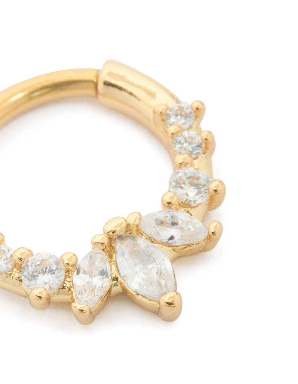 Gold Plated Surgical Steel Gradient Clear Cubic Zirconia Clicker Ring