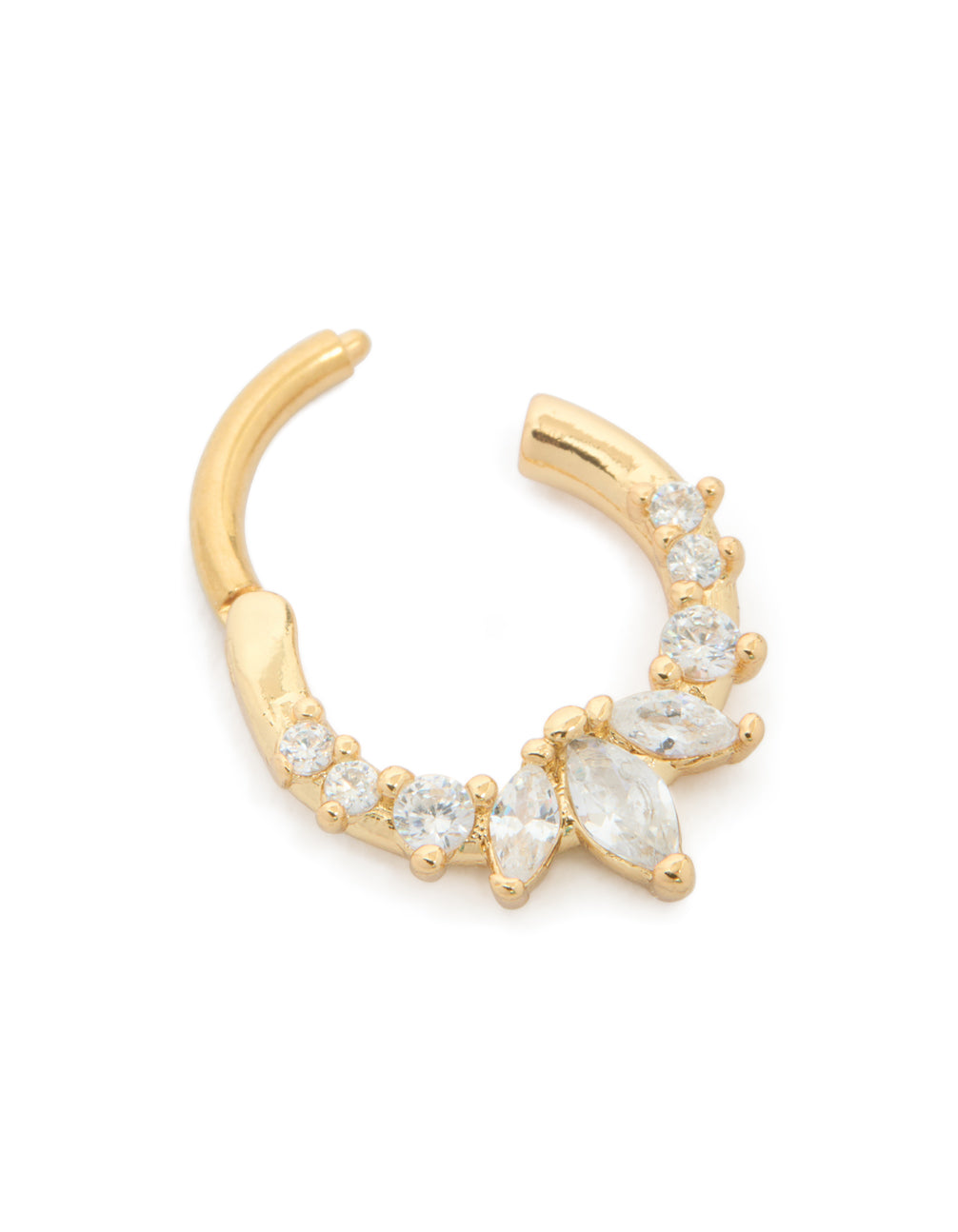 Gold Plated Surgical Steel Gradient Clear Cubic Zirconia Clicker Ring