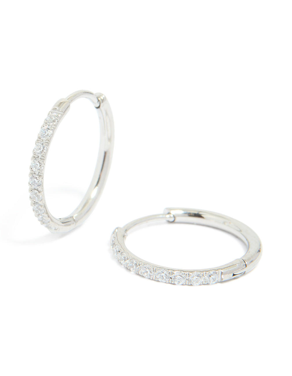 Surgical Steel Cubic Zirconia Classic Hoop Earrings 12 MM